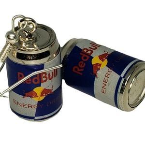 Red Bull drop earrings funny Gag gift